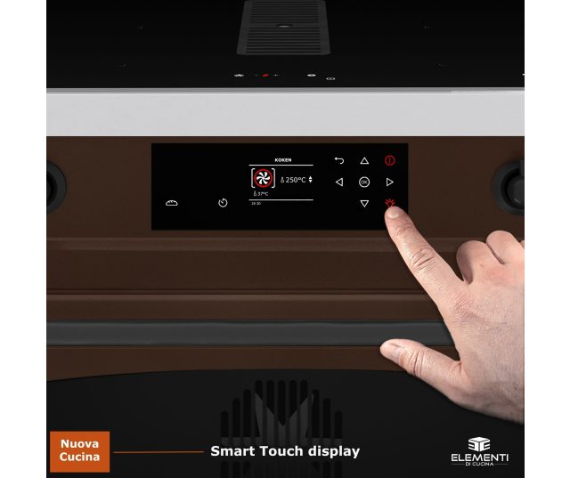 Elementi di Cucina IC9034-CCH-IX-B inductie chocolate copper hammer fornuis