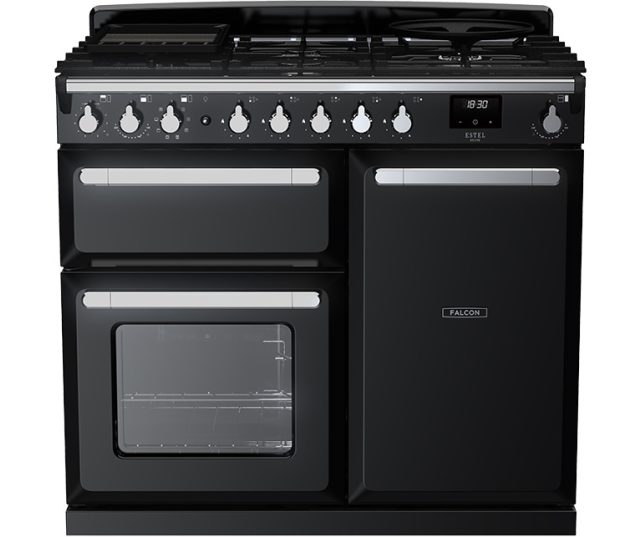 Elegante zwarte Falcon Estel Deluxe 100 met multifunctionele oven