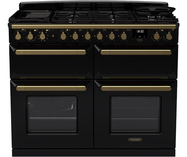 FALCON fornuis Estel Deluxe 110 gas Black messing sudderoven