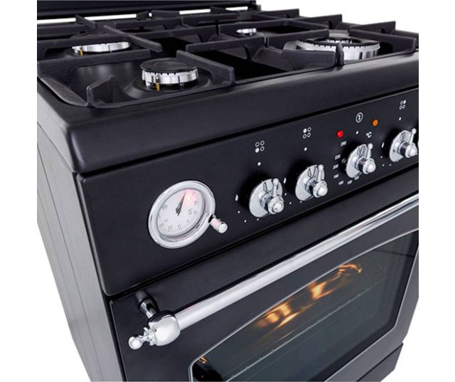 Etna FG860ZT gas fornuis - mat-zwart - nostalgisch / klassiek
