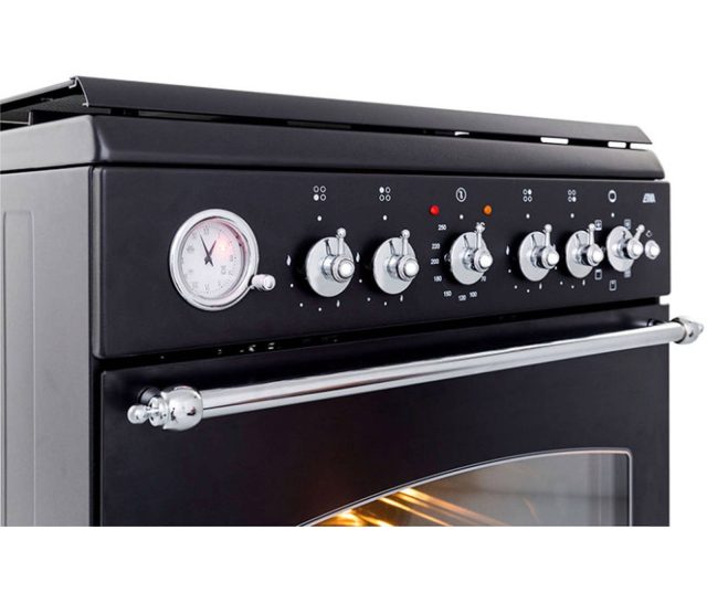 Etna FG860ZT gas fornuis - mat-zwart - nostalgisch / klassiek