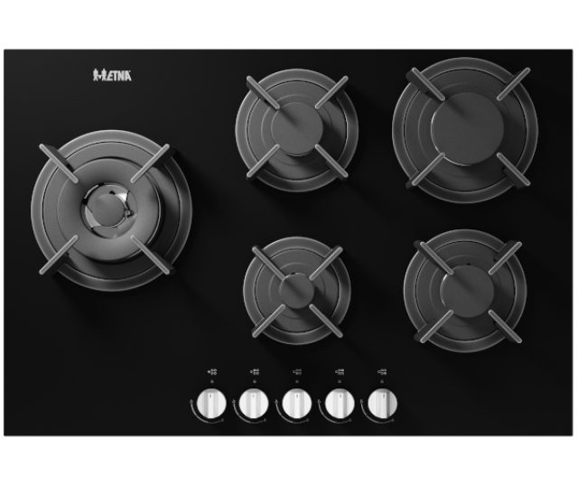 Etna KGG870ZTA inbouw gas-op-glas kookplaat - 75 cm. breed