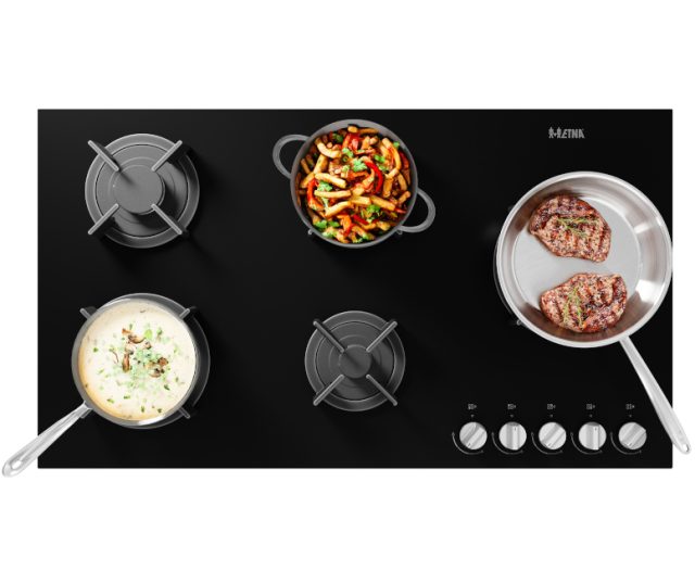 Etna KGG890ZTA inbouw gas-op-glas kookplaat - 90 cm. breed