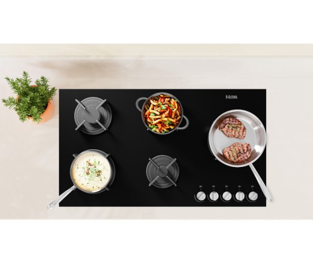 Etna KGG890ZTA inbouw gas-op-glas kookplaat - 90 cm. breed