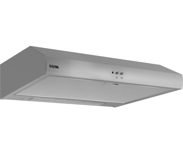 ETNA AO161RVS afzuigkap schuine aanzicht met geopend design en LED-verlichting