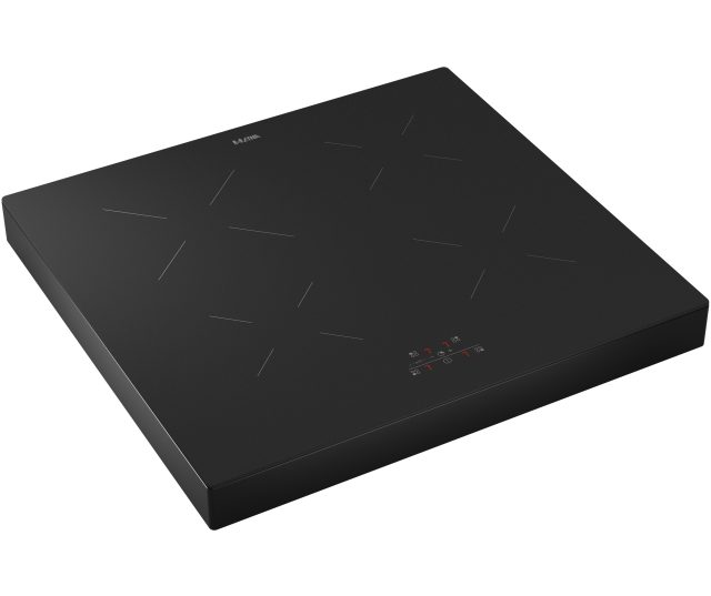 ETNA KIV360ZWA inductiekookplaat schuin vooraanzicht met vier kookzones en bedieningspaneel