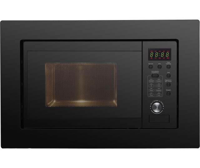 Exquisit EMW20.1GB magnetron met grill, vooraanzicht met gesloten deur, bedieningspaneel met digitale display en knoppen zichtbaar aan rechterkant