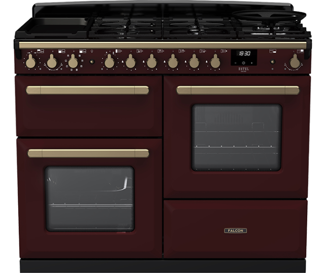 Bordeaux Falcon Estel Deluxe met chrome handgrepen en 3 ovens