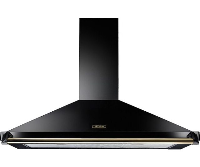 Falcon FCLAHDC90BL/C afzuigkap vooraanzicht zwart met LED-verlichting