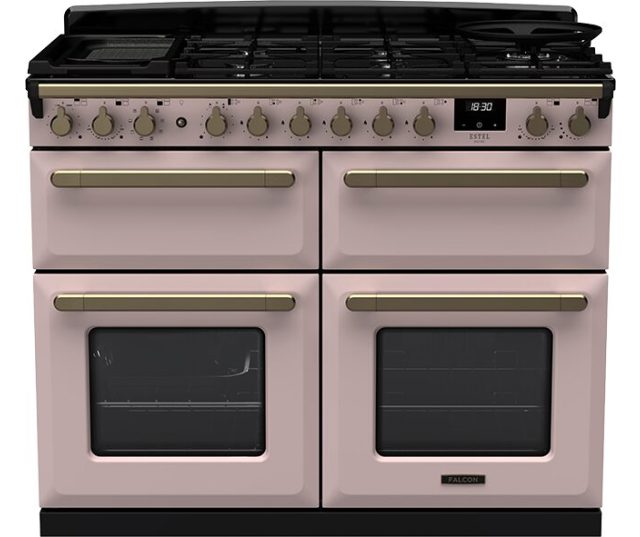 FALCON fornuis Estel Deluxe 110 gas pale pink messing sudderoven