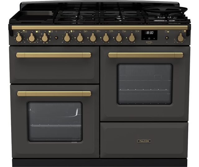 FALCON fornuis Estel Deluxe 110 gas slate messing rijslade