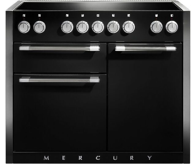 Falcon Mercury 1082 Inductie fornuis vooraanzicht zwart met inductiekookplaat en dubbele oven