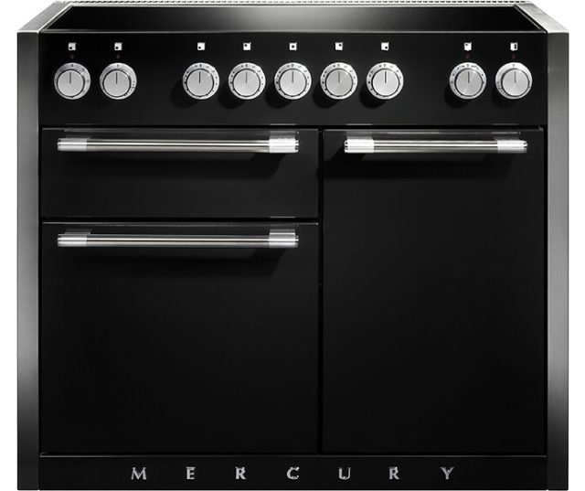 Falcon Mercury 1082 Inductie fornuis vooraanzicht zwart met inductiekookplaat en dubbele oven