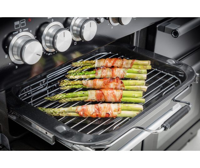 Falcon Nexus SE 110 Gas fornuis, gegrilde asperges met pancetta op gasplaat-roosters