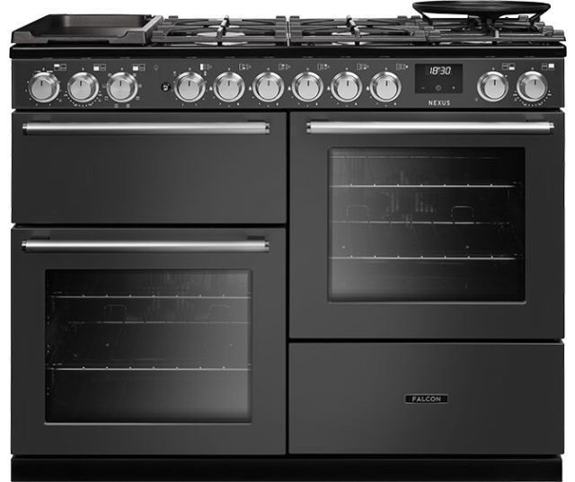 Falcon NEXO110DFPSLT/CM_E1 dubbele oven fornuis zwart vooraanzicht