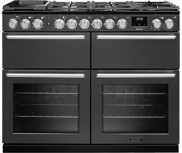 Falcon NEXUS NEXB110DFPSLT zwart fornuis met dubbele oven, vooraanzicht gesloten