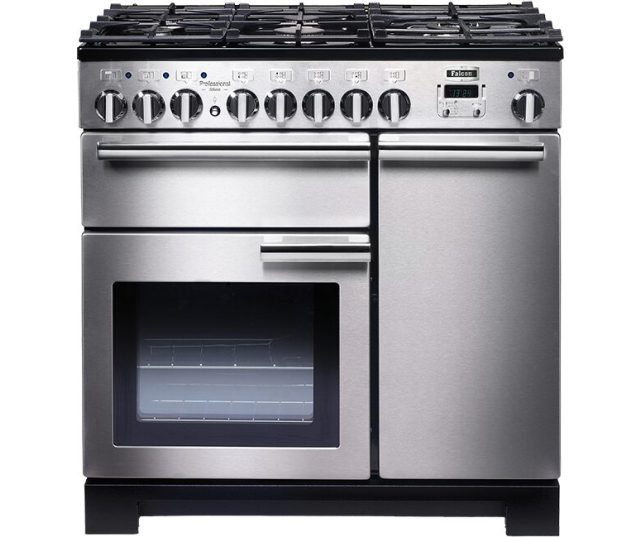 Falcon PDL90DFWH/C_EU fornuis vooraanzicht met zilvergrijs metalliek afwerking