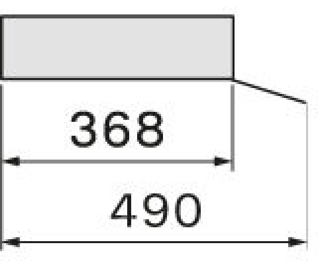 Falmec SHELF120R technische dwarsdoorsnee-tekening met hoogte 100mm en breedte 380-490mm aansluitingen