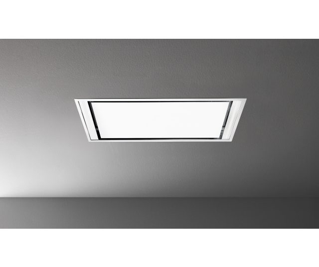 Falmec STELLSLIM120W afzuigkap inbouwsituatie in plafond met LED-verlichting en afzuigopening zichtbaar
