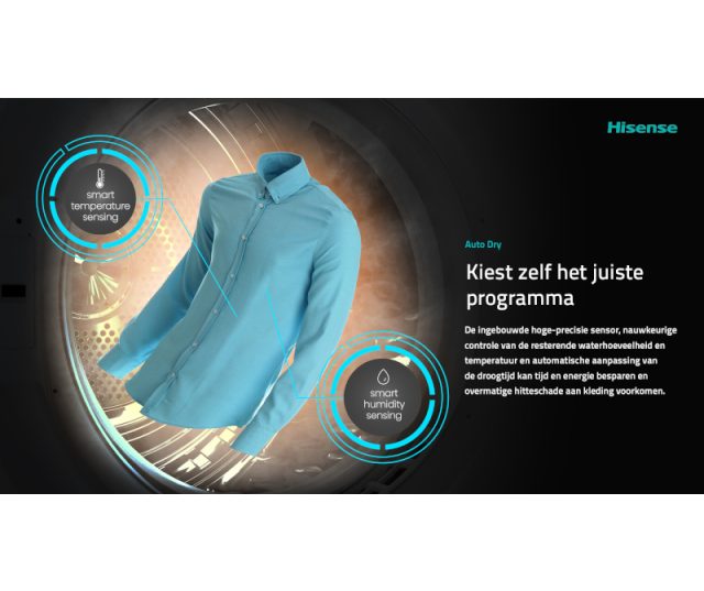 Hisense DH3S902BW3 warmtepomp droger met verwisselbare draairichting deur