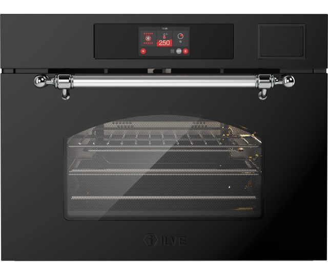 Ilve 645NHSW1/BK combi-stoomoven met magnetron - glanzend zwart