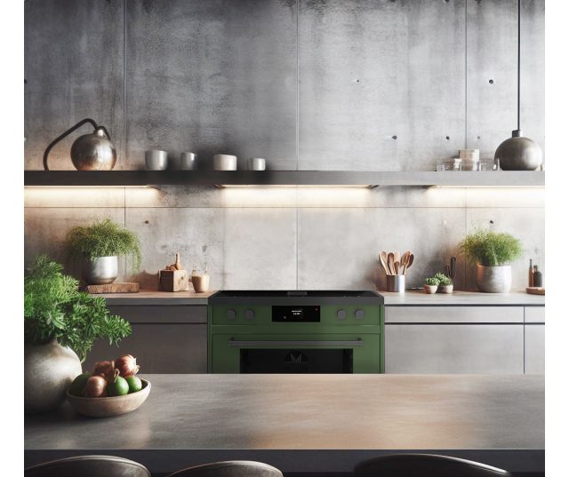 Stilste inductie fornuis met afzuiging voor open keuken Elementi di Cucina IM9034-PG-MZ-B