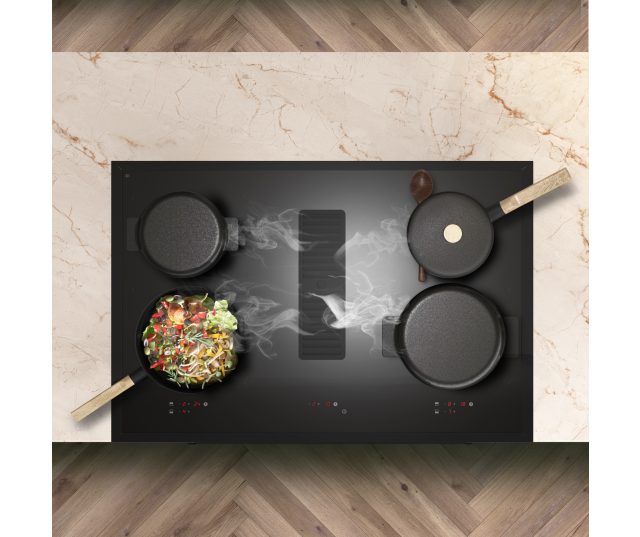 Elementi di Cucina IC9034-ZW-IX-B inductie fornuis met afzuiging - zwart - klassiek