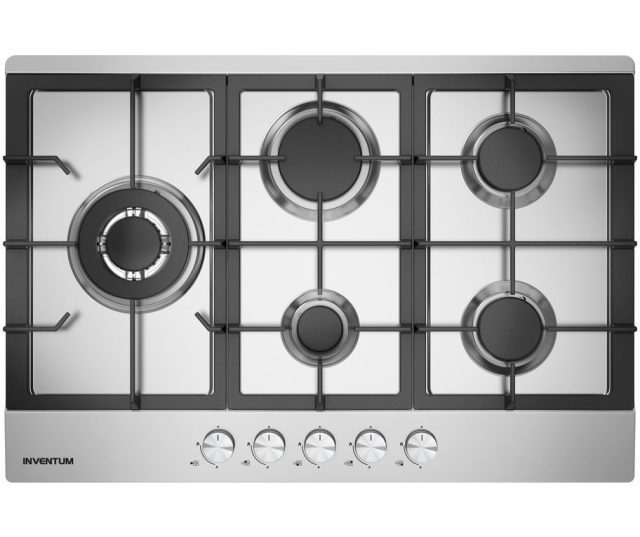 De Inventum IKG7523WGRVS is een 5-pits gaskookplaat met wokbrander links