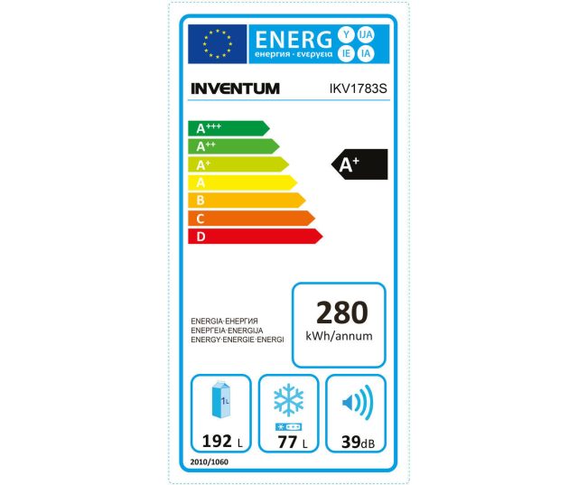 De IKV1783S beschikt over een zuinig energieklasse A+ label en heeft een gemiddeld verbruik van 280 kWh per jaar