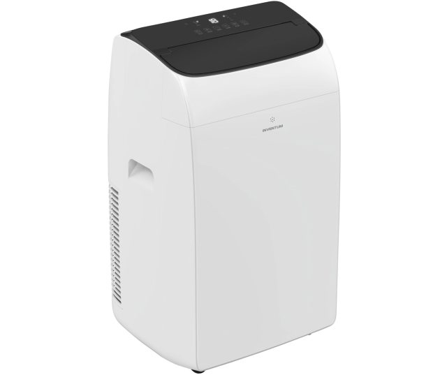 Inventum AC126WH mobiele airco, zijaanzicht met ventilator en warmtewisselaar zichtbaar