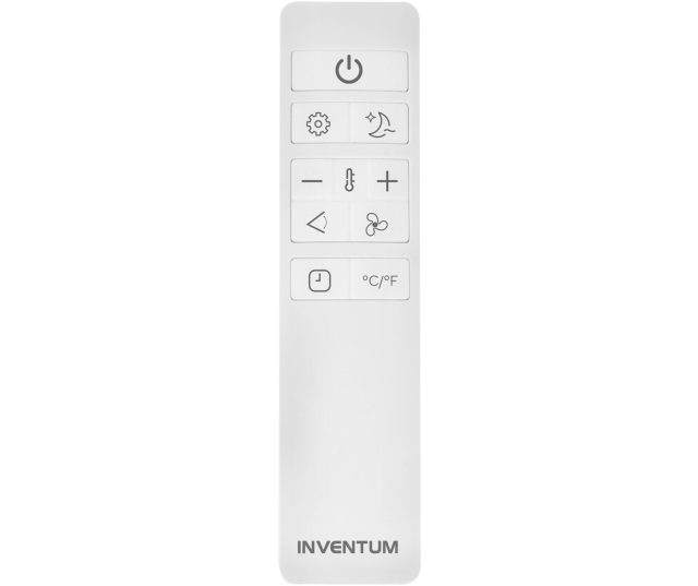 Inventum AC126WH afstandsbediening met aan/uit, modi, temperatuur en timer-knoppen