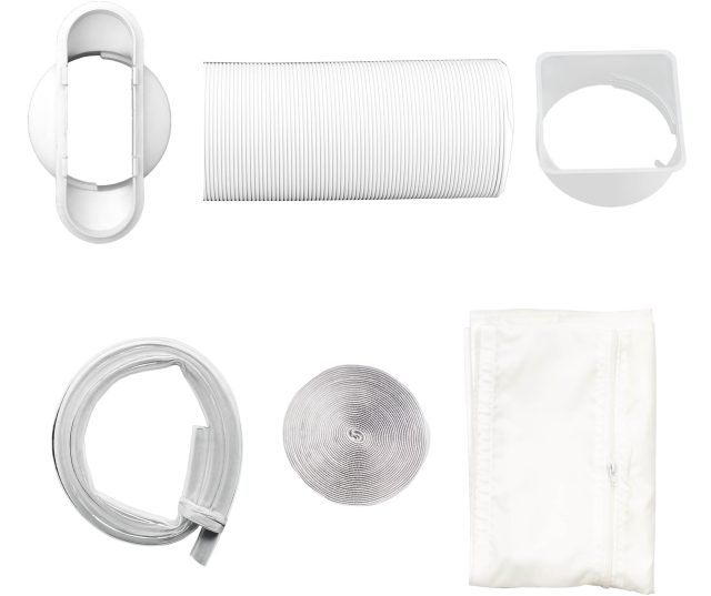 Inventum AC126WH accessoires met raamkit, flexibele afvoerslangen, adapters en condensaatpan