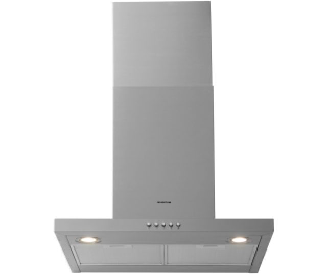 Inventum AKB6000RVS afzuigkap vooraanzicht met twee verlichte ventilatieopeningen en bedieningsknoppen
