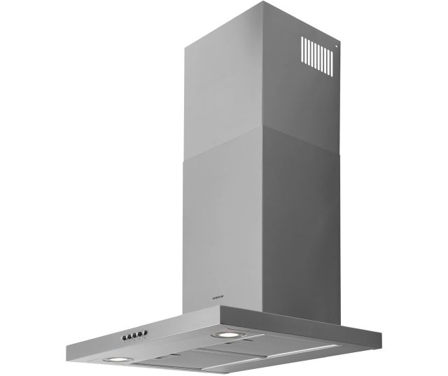 Inventum AKB6000RVS afzuigkap schuin aanzicht met rechthoekig ontwerp en ventilatierooster bovenkant