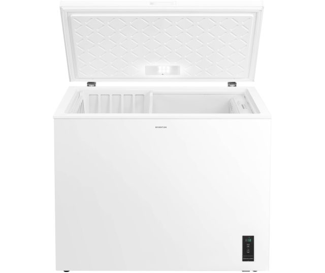 Inventum VK980W vrieskist wit, geopend deksel met binnenruimte en manden zichtbaar