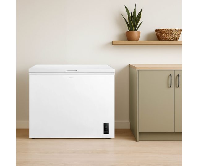 Inventum VK980W vrieskist wit, zijkant in interieur naast kasten