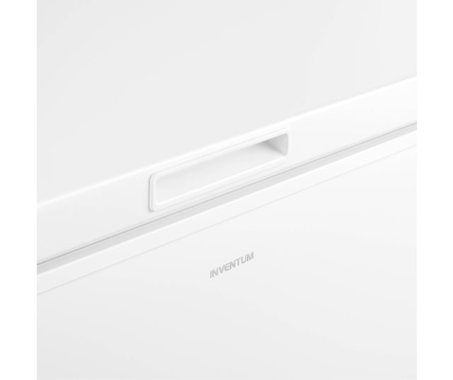 Inventum VK980W vrieskist wit, handvat en Inventum logo detail op zijde