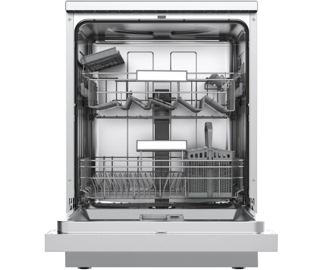 Inventum VVW6036AS vaatwasser geopend interieur met twee manden en sproeiarm bovenaanzicht