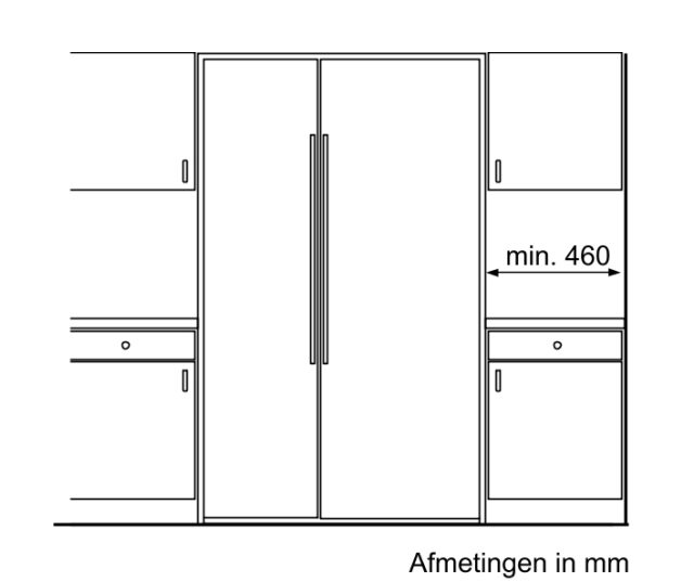 Maatschets SIEMENS side-by-side koelkast zwart type KA62DS51