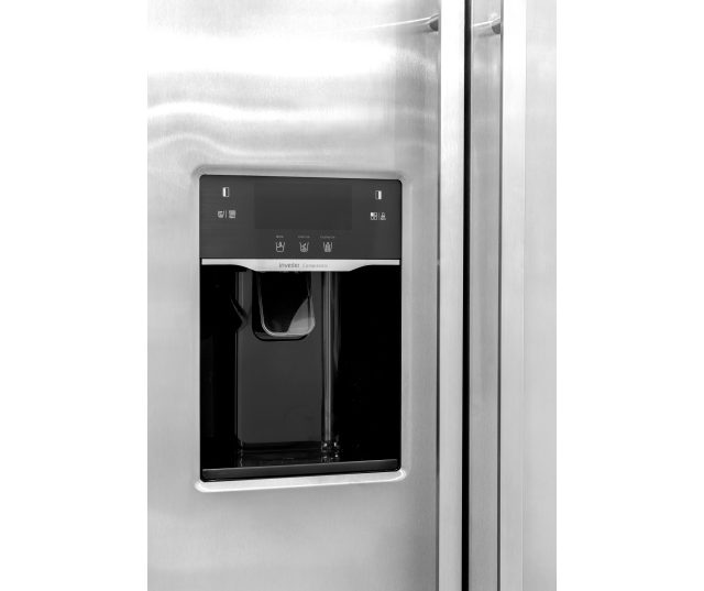 Kitchora SXS513HM 30 inbouw side-by-side koelkast, detail ijsmaker en waterdispenser in deur met bedieningspaneel