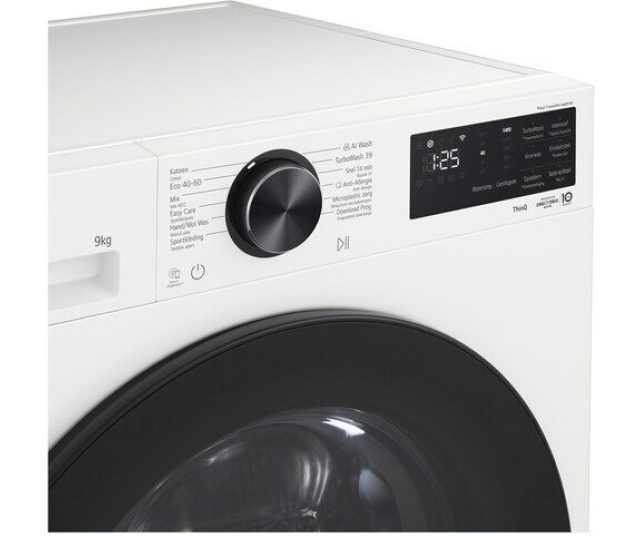 LG F4X5009TWB frontlader wasmachine, bedieningspaneel met draaiknop en digitale display