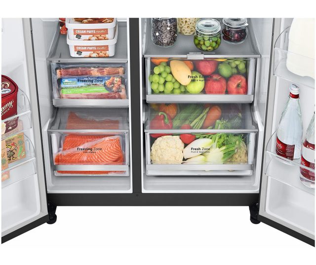 LG GSGV80EPLD Amerikaanse koelkast onderste laden met Fresh Zone en Freezing Zone compartimenten