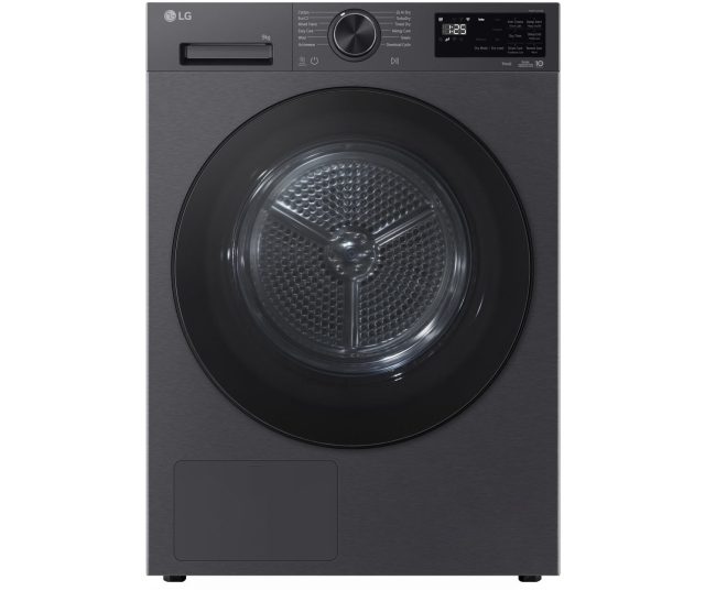 LG RHX5009TBB condenser droger vooraanzicht met gesloten deur en bedieningspaneel