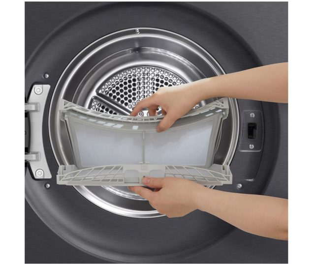 LG RHX5009TBB droger geopende deur met uitneembare zeeflade en trommel