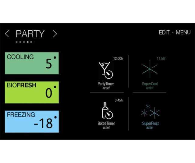 Het digitale bedieningsdisplay van de Liebherr CBNes5778 koelkast met BioFresh