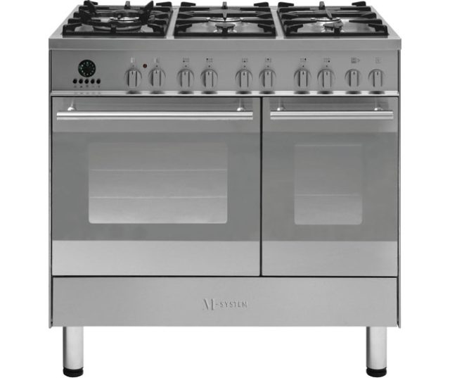 ステンレス　ファールグランドシティ M-System MFTD96IX gas fornuis - rvs - De Schouw Witgoed