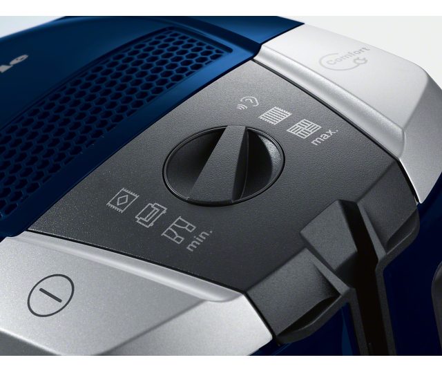 De Miele Compact C2 stofzuiger beschikt over elektronische zuigkrachtregeling m.b.v. een draaiknop met 6 standen