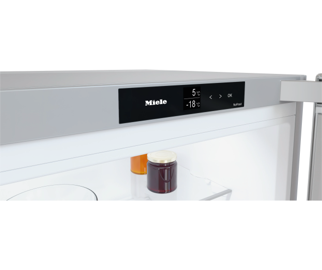 Miele KFN4395BD bedieningspaneel digitaal display met temperatuurinstellingen en NoFrost functie