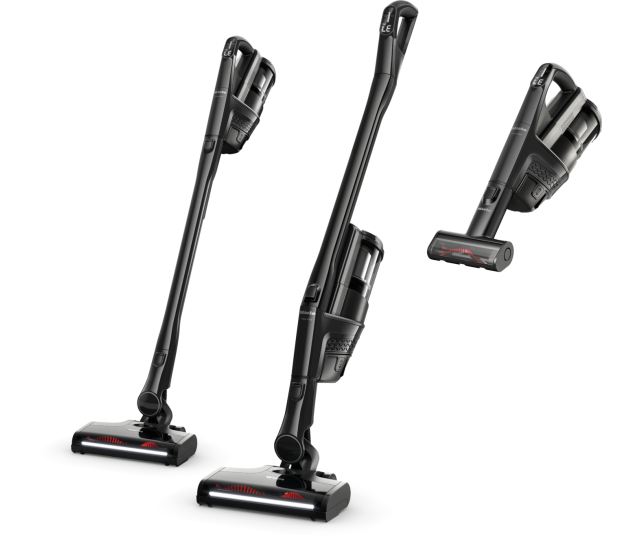 Miele TriflexHX3Cat&Dog in drie standposities met handstuk en zuigvoet getoond