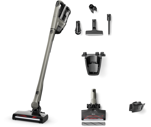 Miele TriflexHX3Hardfloor draadloze stofzuiger met accessoires, vooraanzicht en uitbreidingsset